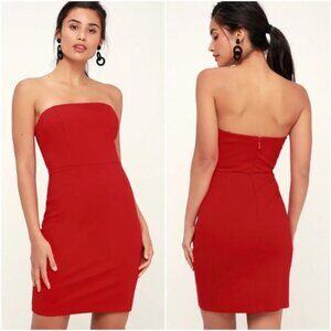 NWT Lulus Red Strapless Bodycon Dress XS
